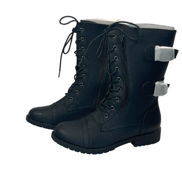 Top Moda Pack-72 Women's Fashion Mid Calf Combat Military Lace Boots Size 9 - Picture 4 of 13